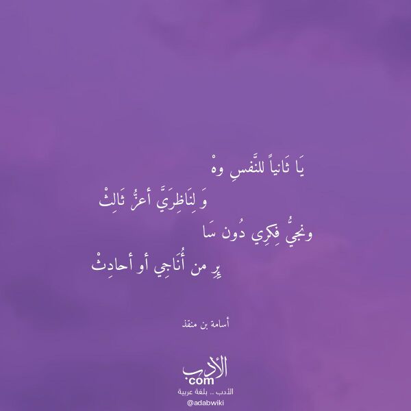 اقتباس من قصيدة يا ثانيا للنفس وه لـ أسامة بن منقذ