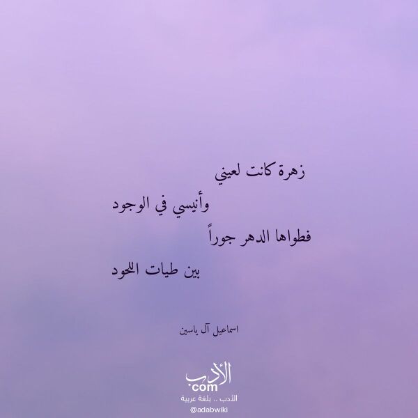 اقتباس من قصيدة زهرة كانت لعيني لـ اسماعيل آل ياسين اقتباس من قصيدة زهرة كانت لعيني لـ اسماعيل آل ياسين