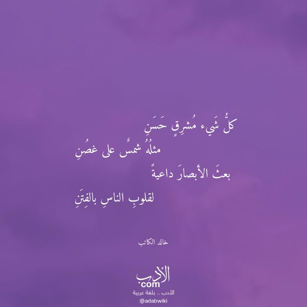 اقتباس من قصيدة كل شيء مشرق حسن لـ خالد الكاتب