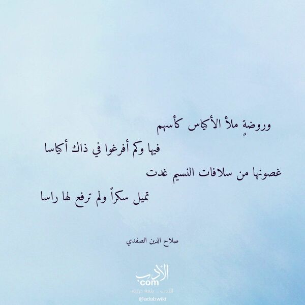 اقتباس من قصيدة وروضة ملأ الأكياس كأسهم لـ صلاح الدين الصفدي