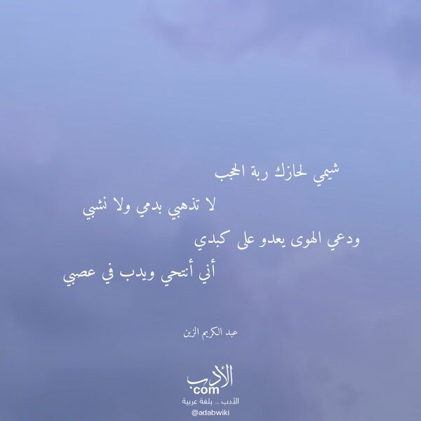 اقتباس من قصيدة شيمي لحازك ربة الحجب لـ عبد الكريم الزين
