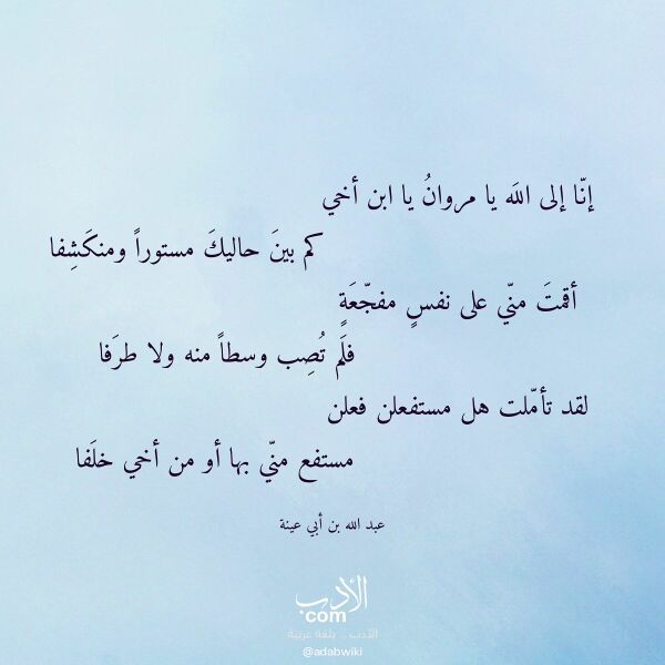 اقتباس من قصيدة إنا إلى الله يا مروان يا ابن أخي لـ عبد الله بن أبي عينة