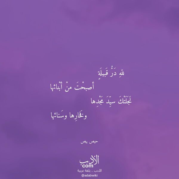 اقتباس من قصيدة لله در قبيلة لـ حيص بيص