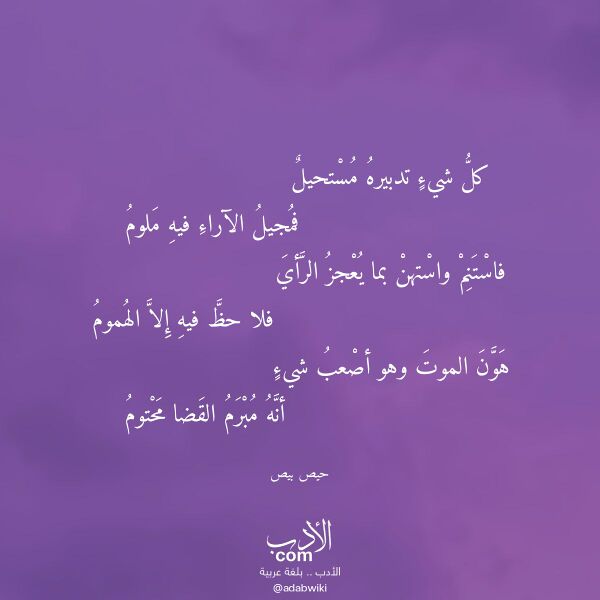 اقتباس من قصيدة كل شيء تدبيره مستحيل لـ حيص بيص