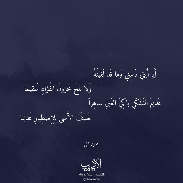اقتباس من قصيدة أيا أبتي دعني وما قد لقيته لـ مجنون ليلى اقتباس من قصيدة أيا أبتي دعني وما قد لقيته لـ مجنون ليلى
