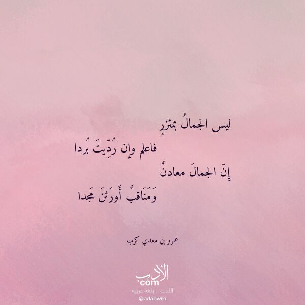 اقتباس من قصيدة ليس الجمال بمئزر لـ عمرو بن معدي كرب
