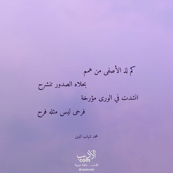 اقتباس من قصيدة كم لذ الأصفى من همم لـ محمد شهاب الدين