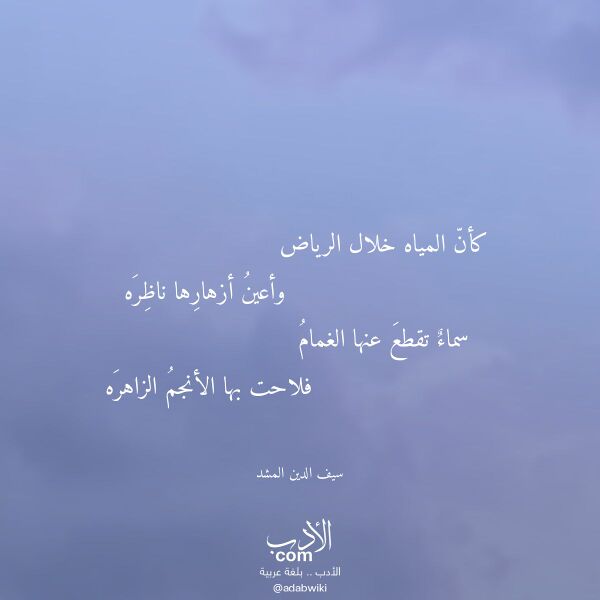اقتباس من قصيدة كأن المياه خلال الرياض لـ سيف الدين المشد