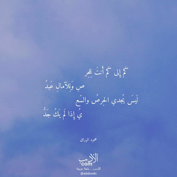 اقتباس من قصيدة كم إلى كم أنت للحر لـ محمود الوراق