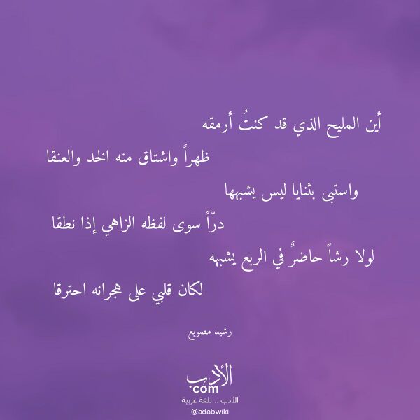 اقتباس من قصيدة أين المليح الذي قد كنت أرمقه لـ رشيد مصوبع