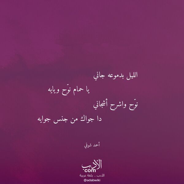 اقتباس من قصيدة الليل بدموعه جاني لـ أحمد شوقي