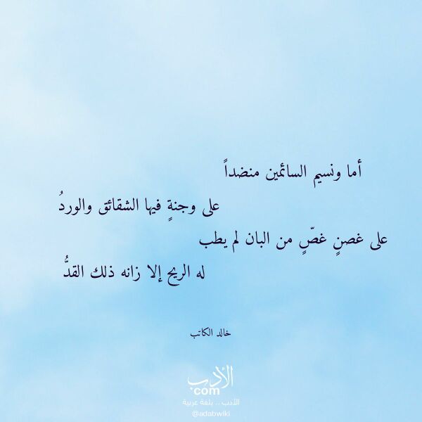 اقتباس من قصيدة أما ونسيم السائمين منضدا لـ خالد الكاتب
