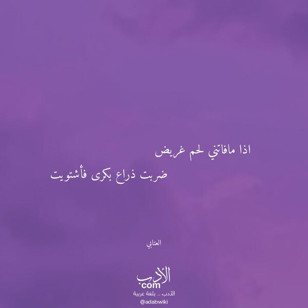 اقتباس من قصيدة اذا مافاتني لحم غريض لـ العتابي