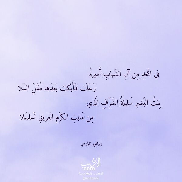 اقتباس من قصيدة في اللحد من آل الشهاب أميرة لـ إبراهيم اليازجي