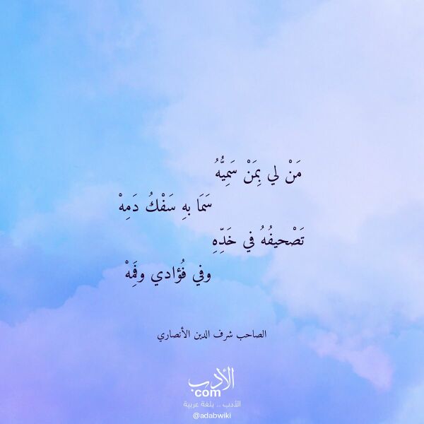 اقتباس من قصيدة من لي بمن سميه لـ الصاحب شرف الدين الأنصاري