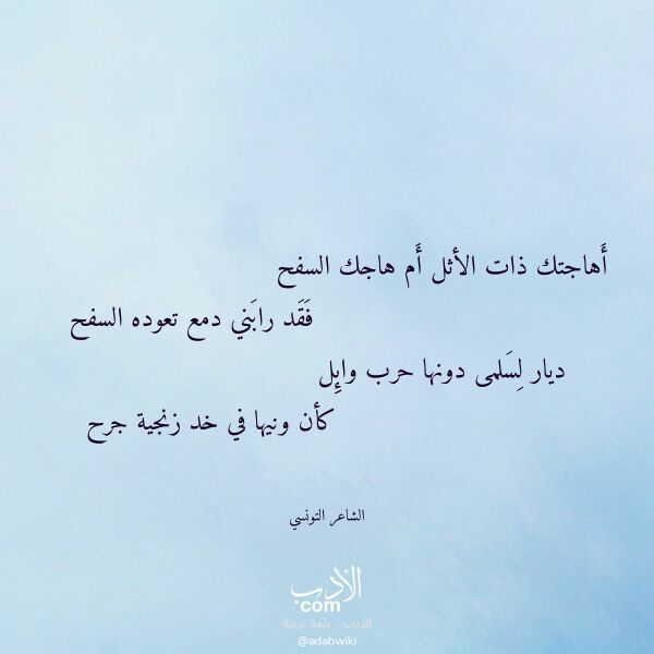 اقتباس من قصيدة أهاجتك ذات الأثل أم هاجك السفح لـ الشاعر التونسي اقتباس من قصيدة أهاجتك ذات الأثل أم هاجك السفح لـ الشاعر التونسي