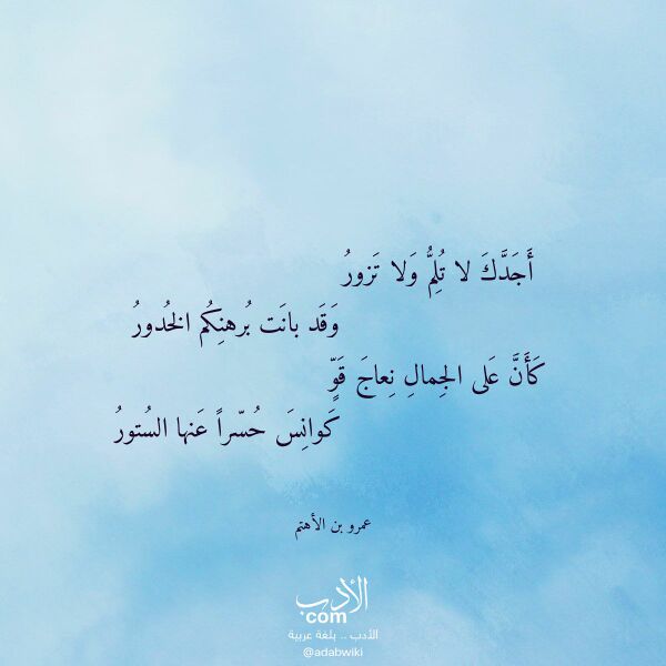 اقتباس من قصيدة أجدك لا تلم ولا تزور لـ عمرو بن الأهتم