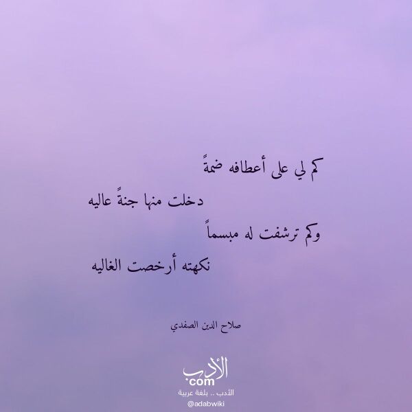 اقتباس من قصيدة كم لي على أعطافه ضمة لـ صلاح الدين الصفدي