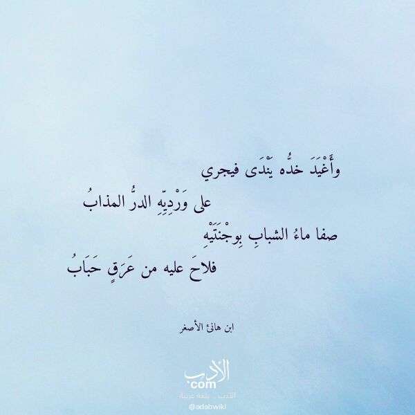 اقتباس من قصيدة وأغيد خده يندى فيجري لـ ابن هانئ الأصغر اقتباس من قصيدة وأغيد خده يندى فيجري لـ ابن هانئ الأصغر