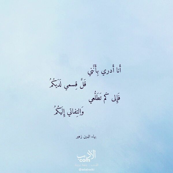اقتباس من قصيدة أنا أدري بأنني لـ بهاء الدين زهير