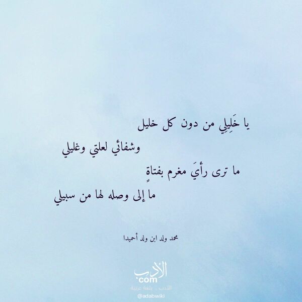 اقتباس من قصيدة يا خليلي من دون كل خليل لـ محمد ولد ابن ولد أحميدا