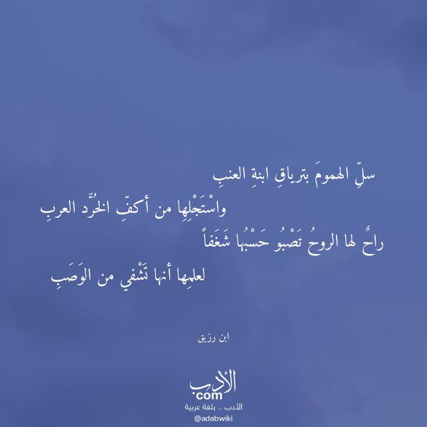 اقتباس من قصيدة سل الهموم بترياق ابنة العنب لـ ابن رزيق اقتباس من قصيدة سل الهموم بترياق ابنة العنب لـ ابن رزيق