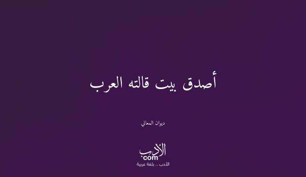 أصدق بيت قالته العرب - ديوان المعاني