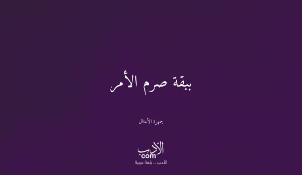 ببقة صرم الأمر - جمهرة الأمثال ببقة صرم الأمر - جمهرة الأمثال