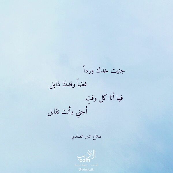اقتباس من قصيدة جنيت خدك وردا لـ صلاح الدين الصفدي
