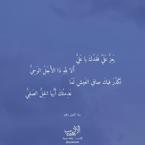 اقتباس من قصيدة يعز علي فقدك يا علي لـ بهاء الدين زهير