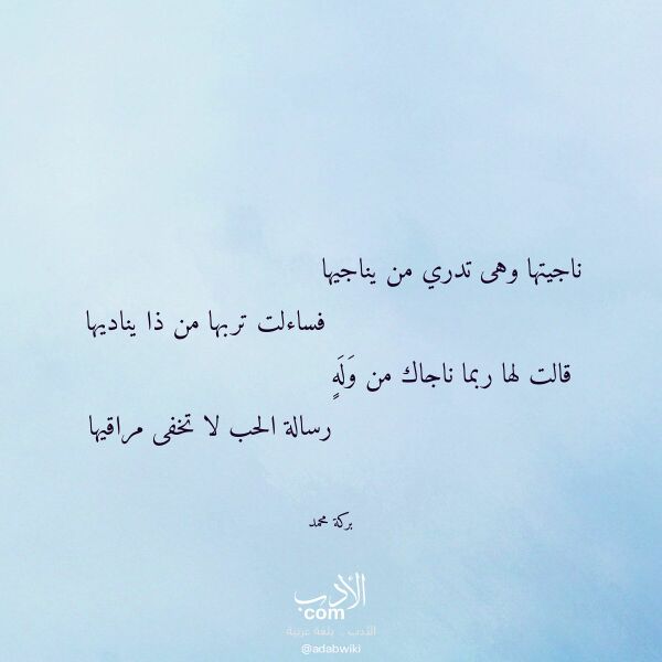 اقتباس من قصيدة ناجيتها وهى تدري من يناجيها لـ بركة محمد
