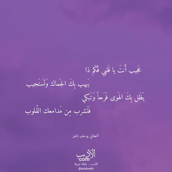اقتباس من قصيدة عجيب أنت يا قلبي فكم ذا لـ التجاني يوسف بشير اقتباس من قصيدة عجيب أنت يا قلبي فكم ذا لـ التجاني يوسف بشير