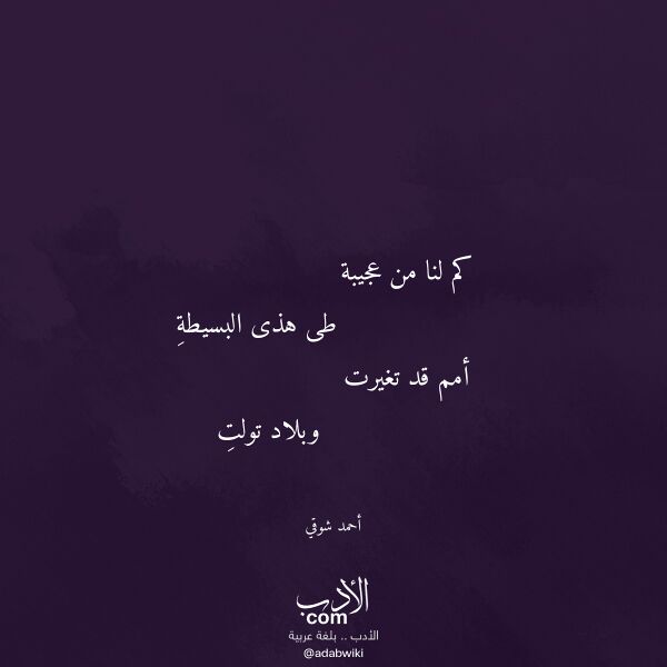 اقتباس من قصيدة كم لنا من عجيبة لـ أحمد شوقي