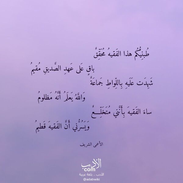 اقتباس من قصيدة طبنيكم هذا الفقيه محقق لـ الأعمى الشريف اقتباس من قصيدة طبنيكم هذا الفقيه محقق لـ الأعمى الشريف