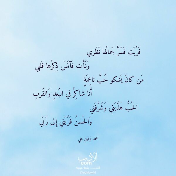 اقتباس من قصيدة قربت فسر جمالها نظري لـ محمد توفيق علي
