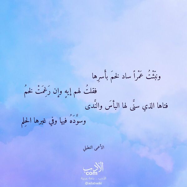 اقتباس من قصيدة ونبئت عمرا ساد لخم بأسرها لـ الأعمى التطيلي اقتباس من قصيدة ونبئت عمرا ساد لخم بأسرها لـ الأعمى التطيلي