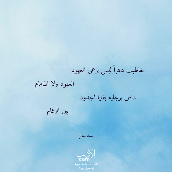 اقتباس من قصيدة خاطبت دهرا ليس يرعى العهود لـ سعد صالح