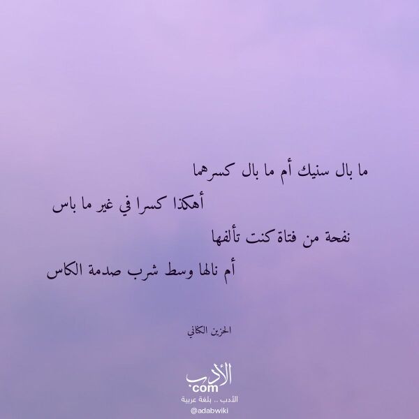 اقتباس من قصيدة ما بال سنيك أم ما بال كسرهما لـ الحزين الكناني