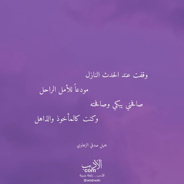 اقتباس من قصيدة وقفت عند الحدث النازل لـ جميل صدقي الزهاوي اقتباس من قصيدة وقفت عند الحدث النازل لـ جميل صدقي الزهاوي