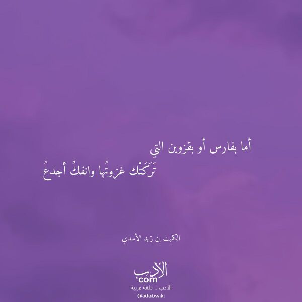 اقتباس من قصيدة أما بفارس أو بقزوين التي لـ الكميت بن زيد الأسدي اقتباس من قصيدة أما بفارس أو بقزوين التي لـ الكميت بن زيد الأسدي