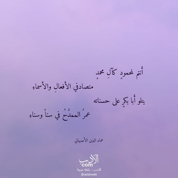 اقتباس من قصيدة أنتم لمحمود كآل محمد لـ عماد الدين الأصبهاني