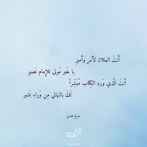 اقتباس من قصيدة أنت الملاذ لآمر وأمير لـ صالح مجدي