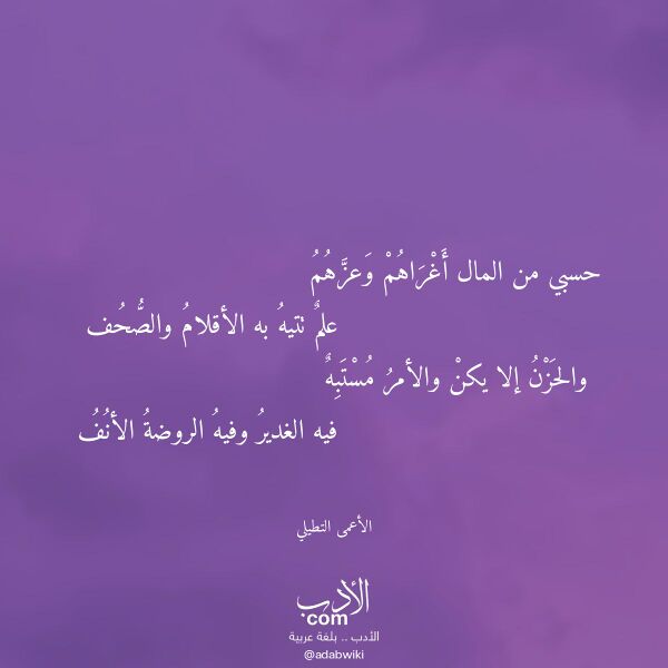 اقتباس من قصيدة حسبي من المال أغراهم وعزهم لـ الأعمى التطيلي