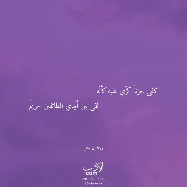 اقتباس من قصيدة كفى حزنا كري عليه كأنه لـ ورقة بن نوفل اقتباس من قصيدة كفى حزنا كري عليه كأنه لـ ورقة بن نوفل
