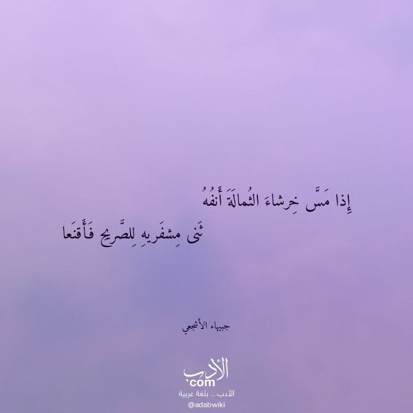 اقتباس من قصيدة إذا مس خرشاء الثمالة أنفه لـ جبيهاء الأشجعي اقتباس من قصيدة إذا مس خرشاء الثمالة أنفه لـ جبيهاء الأشجعي