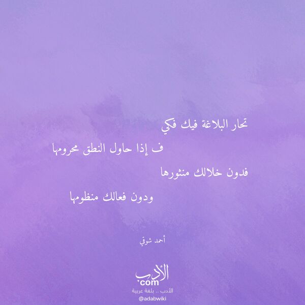 اقتباس من قصيدة تحار البلاغة فيك فكي لـ أحمد شوقي