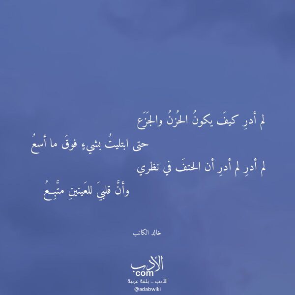 اقتباس من قصيدة لم أدر كيف يكون الحزن والجزع لـ خالد الكاتب