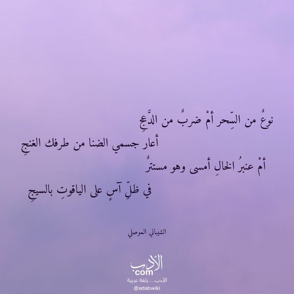 اقتباس من قصيدة نوع من السحر أم ضرب من الدعج لـ الشيباني الموصلي اقتباس من قصيدة نوع من السحر أم ضرب من الدعج لـ الشيباني الموصلي
