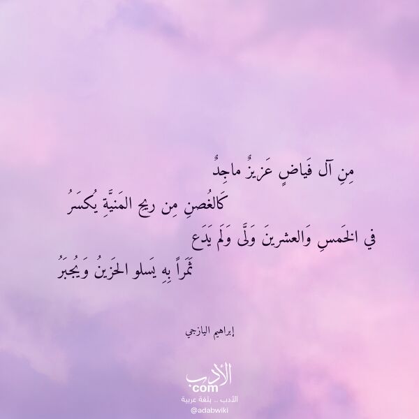 اقتباس من قصيدة من آل فياض عزيز ماجد لـ إبراهيم اليازجي