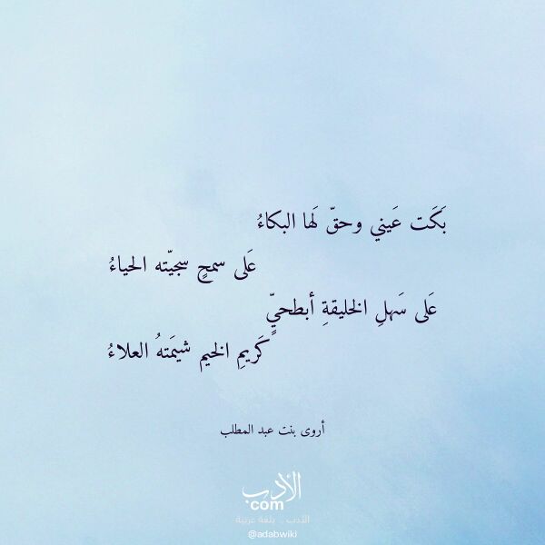 اقتباس من قصيدة بكت عيني وحق لها البكاء لـ أروى بنت عبد المطلب